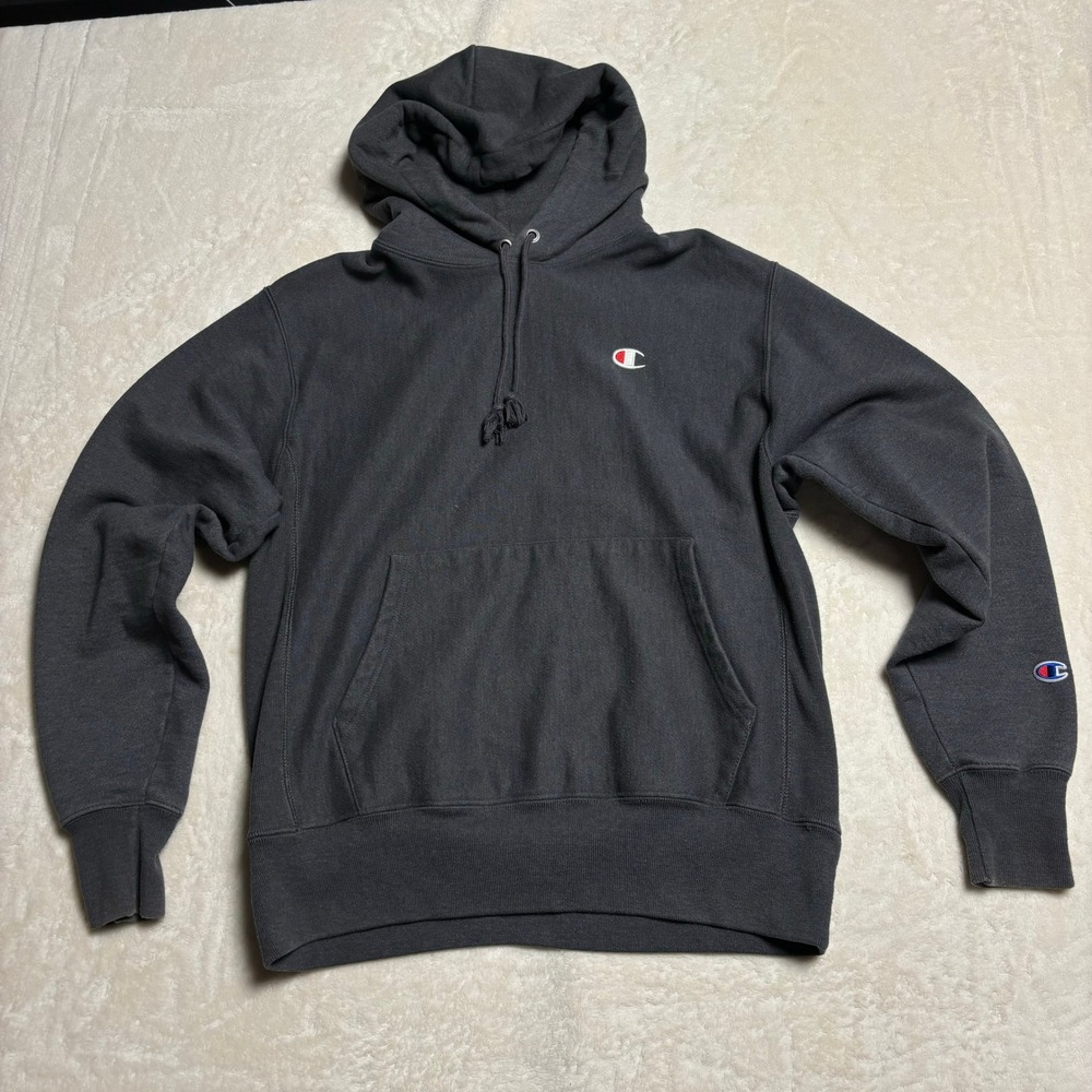 Champion Reverse Weave Hoodie Mens Medium Charcoal Gray Hooded Sweatshirt‎
